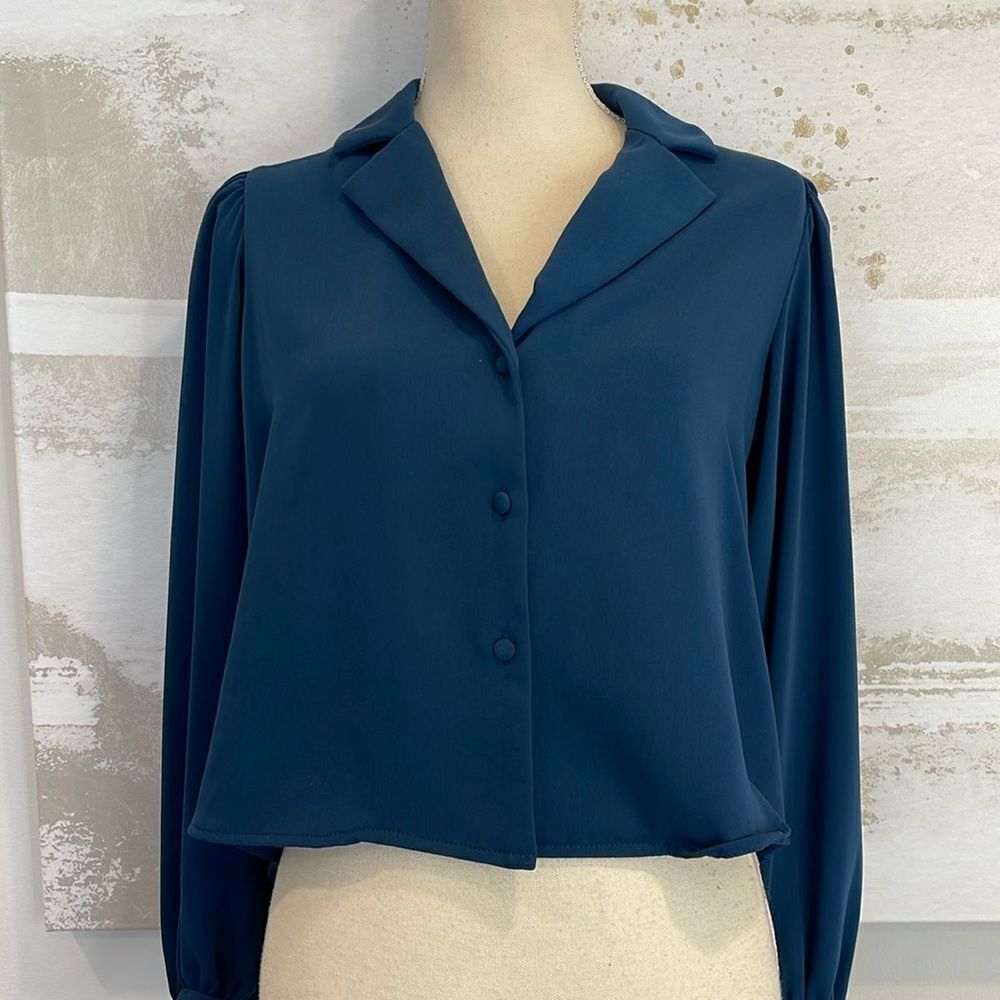 Elie Tahari Dark Blue/Midnight Collared Blouse (NWT)